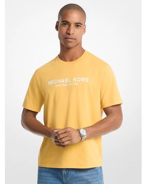 Michael Kors Outlet Mk Logo Cotton T-Shirt - Yellow
