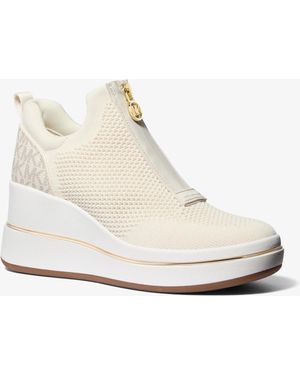 MICHAEL Michael Kors Mk Emmy Mesh Zip-Up Wedge Trainer - White