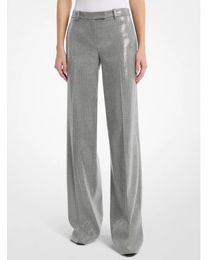 Michael Kors Michael Kors Camilla Sequin Wool Blend Wide-Leg Pants - Gray