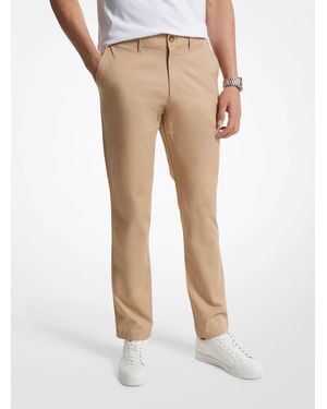 Michael Kors Slim-fit Cotton Blend Chino Trousers - Natural