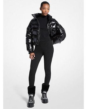 Michael Kors Logo Embossed Jacquard Ski Stirrup Leggings - Black