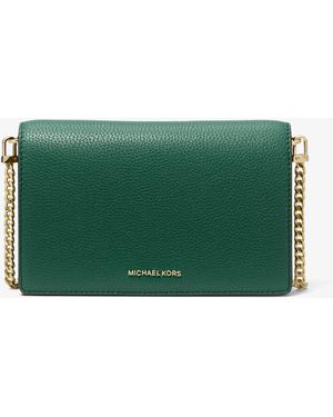 MICHAEL Michael Kors Jet Set Medium Pebbled Leather Crossbody Bag - Green