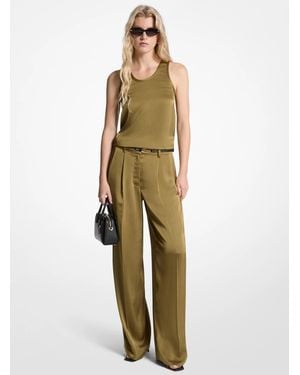 MICHAEL Michael Kors Mk Drapey Satin Wide Leg Trousers - Green