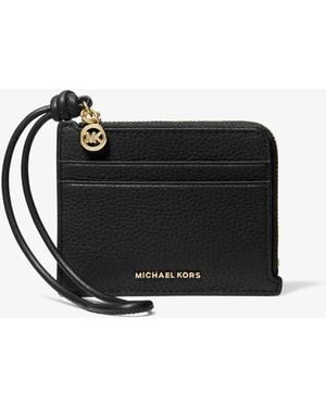 Michael Kors Jet Set Small Pebbled Leather Card Case Wristlet - Black