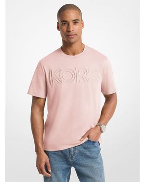 Michael Kors Outlet Mkcamiseta Kors De Punto Liso De Algodón - Rosa