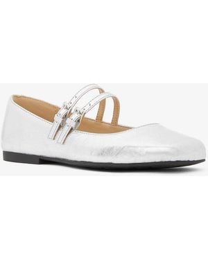 MICHAEL Michael Kors Mkzapatos Matilda Tipo Mary Jane De Piel Cuarteada Metalizada - Blanco