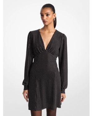 Michael Kors Mk Rhinestone Georgette Dress - Black