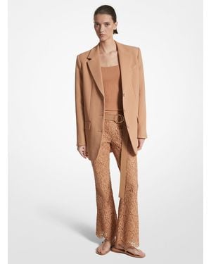 Michael Kors Mkblazer Tipo Boyfriend De Crepé Texturizado Doble - Neutro