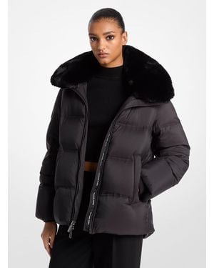 MICHAEL Michael Kors Quilted Puffer Jacket With Faux Fur Collar - Black