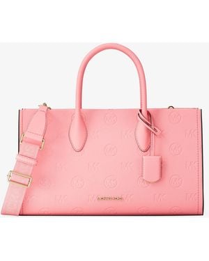 Michael Kors Mirella Medium Logo Debossed Satchel - Pink
