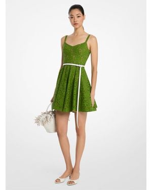 Michael Kors Mk Cotton Eyelet Dress - Green