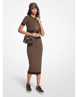 MICHAEL Michael Kors Logo Jacquard Pencil Skirt - Multicolour