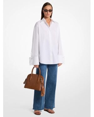 Michael Kors Tyler Oversized Washed Cotton Poplin Shirt - White