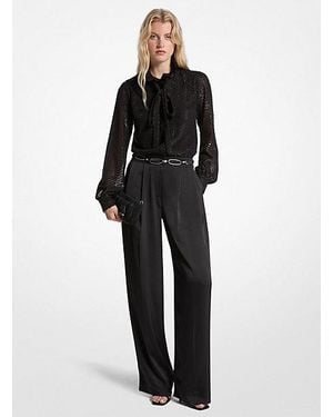 MICHAEL Michael Kors Michael Kors Metallic Clip Jacquard And Satin Tie-Neck Jumpsuit - Black