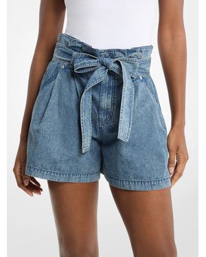 Michael Kors Denim Paperbag Shorts - Blue