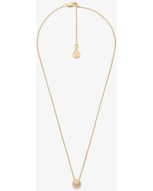 Michael Kors Pavé Logo Pendant Necklace - White