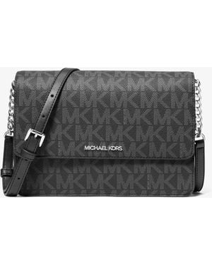 Michael Kors Outlet Mk Daniela Large Signature Logo Crossbody Bag - Grey