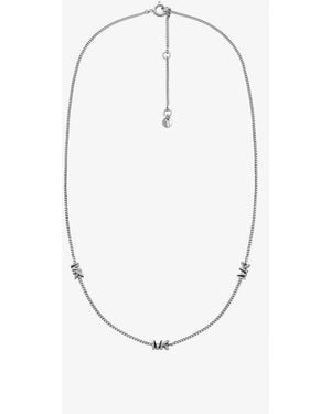 Michael Kors Mkcollar De Plata De Ley Chapada En Metales Preciosos Con Logotipo - Blanco