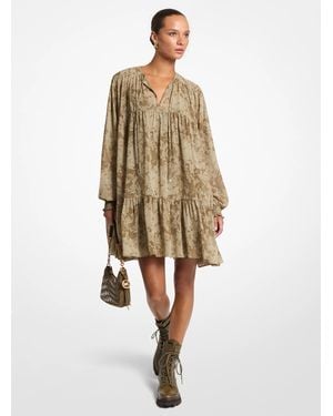 Michael Kors Floral Georgette Tiered Dress - Natural