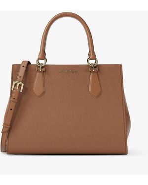 Michael Kors Outlet Mk Marilyn Medium Saffiano Leather Satchel - Brown