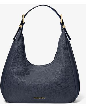 MICHAEL Michael Kors Nolita Small Pebbled Leather Hobo Shoulder Bag - Blue