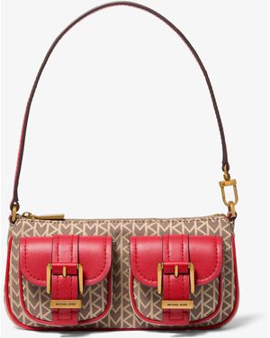 MICHAEL Michael Kors Mk Zoe Small Mk2000 Logo Jacquard Pochette - Red