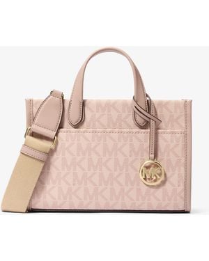 Michael Kors Outlet Mk Gigi Small Signature Logo Small Tote Bag - Pink