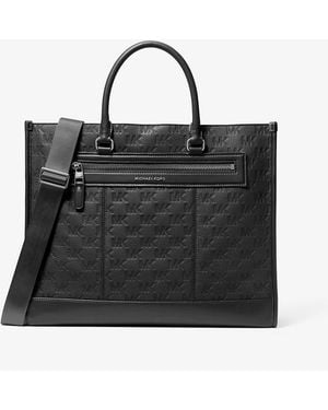 Michael Kors Mkbolso Tote Jet Set De Piel Con Logotipo En Relieve - Negro