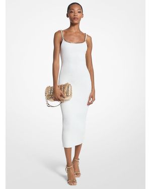 MICHAEL Michael Kors Mkvestido Midi De Punto Elástico Acanalado - Blanco