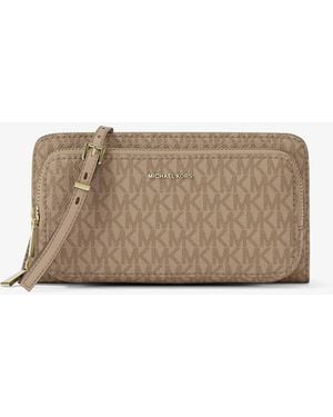 MICHAEL Michael Kors Mk Jet Set Large Signature Logo Crossbody Bag - Natural