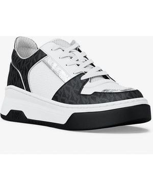 Michael Kors Outlet Mk Lexi Mixed-Media Trainers - White