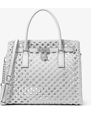MICHAEL Michael Kors Mk Hamilton Moderne Large Hand-Woven Satchel - Grey