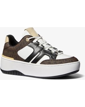 MICHAEL Michael Kors Mk Ryder Mixed-Media Platform Trainers - White