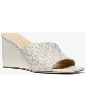 MICHAEL Michael Kors Mk Merriam Signature Logo Wedge Sandal - White