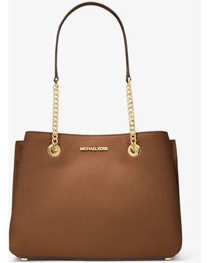 MICHAEL Michael Kors Teagan Large Pebbled Leather Shoulder Bag - Brown