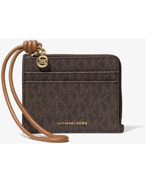 Michael Kors Jet Set Small Signature Logo Card Case Wristlet - Grey