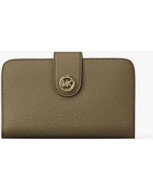 Michael Kors Mk Pop Charm Medium Pebbled Leather Wallet - Natural