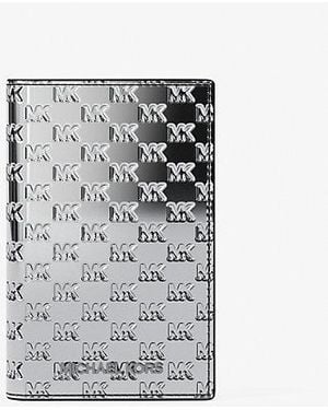Michael Kors Cooper Metallic Logo Debossed Folding Card Case - White