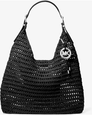 MICHAEL Michael Kors Nolita Large Crocheted Hobo Shoulder Bag - Black