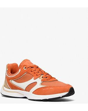 Michael Kors Riley Mixed-Media Sneaker - Orange