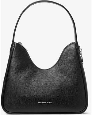 Michael Kors Nayla Small Pebbled Leather Hobo Shoulder Bag - Black