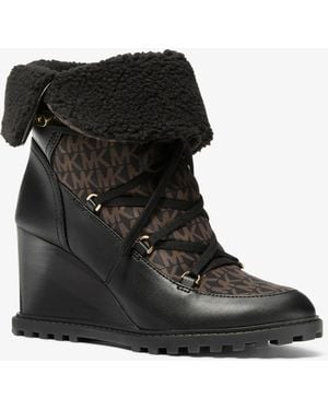 MICHAEL Michael Kors Michael Kors Blakely Signature Logo And Leather Ankle Boot - Black