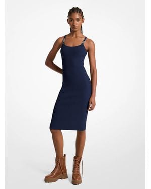 MICHAEL Michael Kors Ribbed Stretch Knit Midi Tank Dress - Blue