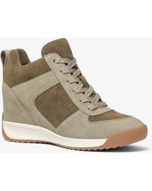 Michael Kors Nikko S2 Perforated Suede Wedge Sneaker - White