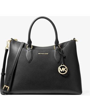 Michael Kors Outlet Mk Austen Medium Leather Satchel - Black