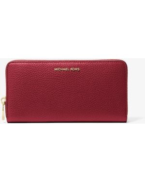 MICHAEL Michael Kors Mk Jet Set Large Pebbled Leather Wallet - Red