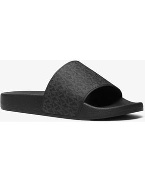 Michael Kors Dawson Signature Logo Slide Sandal - Black
