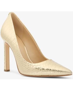 MICHAEL Michael Kors Michael Kors Amara Metallic Snake Embossed Leather Pump - White