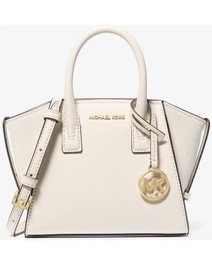 Michael Kors Outlet Mk Avril Extra-Small Leather And Suede Satchel - Natural