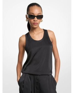 Michael Kors Satin Racerback Tank Top - Black